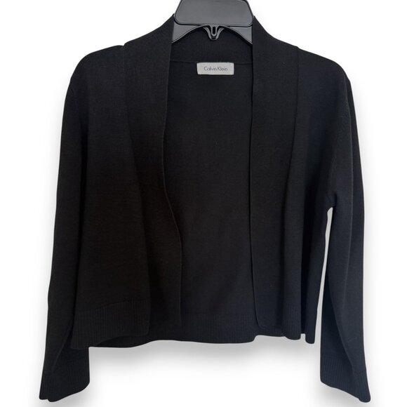 Calvin Klein Black Open Front 3/4 Sleeve Shrug - Picture 4 of 7